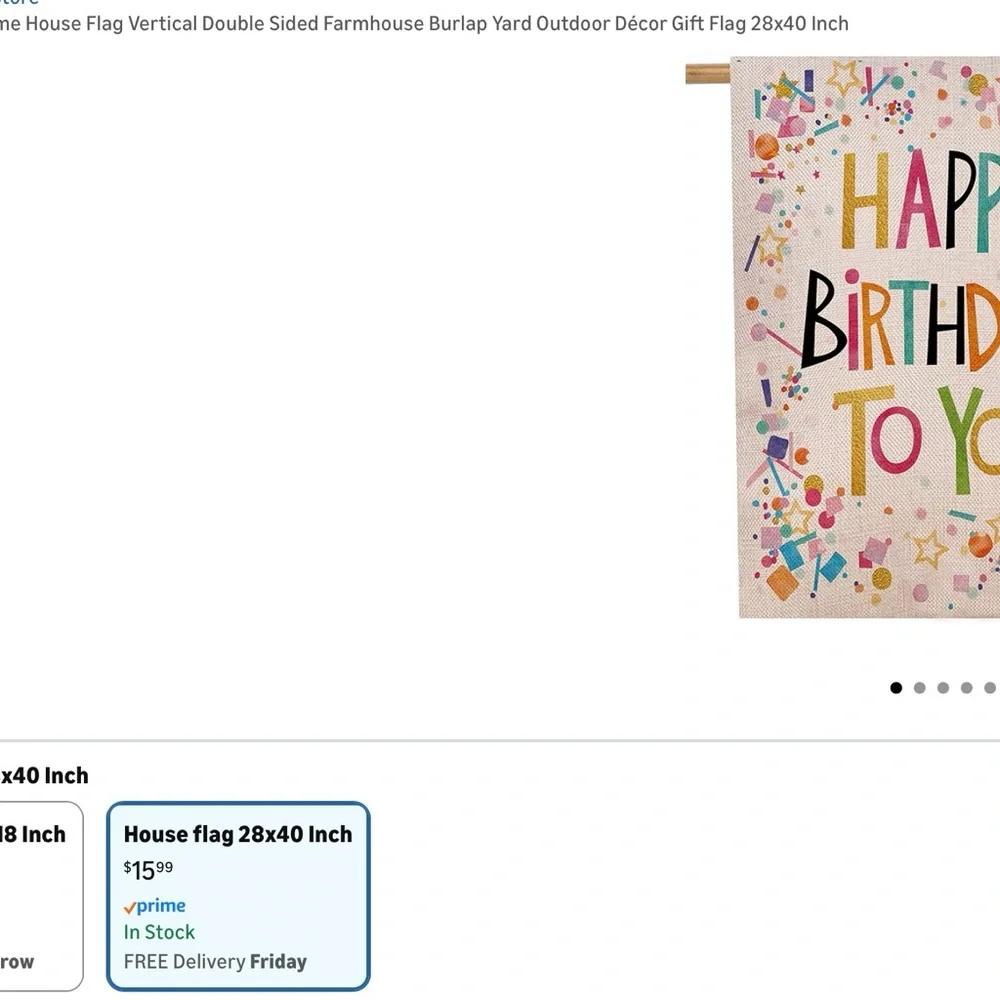 Happy Birthday Burlap Flag -New in original package - Picture 4 of 7